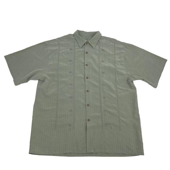Bamboo Cay Other - Bamboo Cay Shirt Men XL Sage Green Embroidered Button Up Short Sleeve Palm Trees